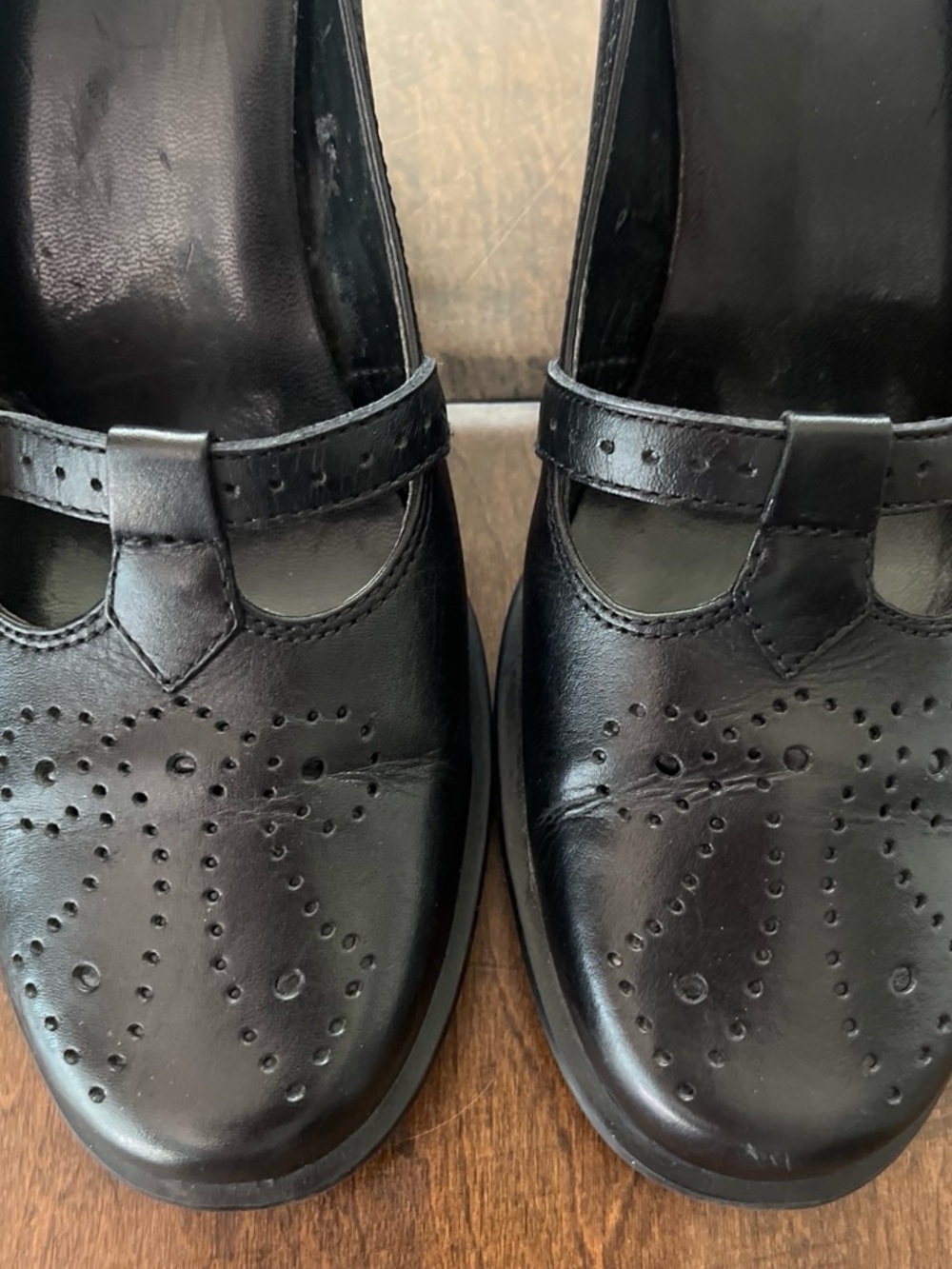 Vintage 90’s Etienne Aigner black leather retro Mary Jane Oxford pumps Sz. 7 - Picture 4 of 7